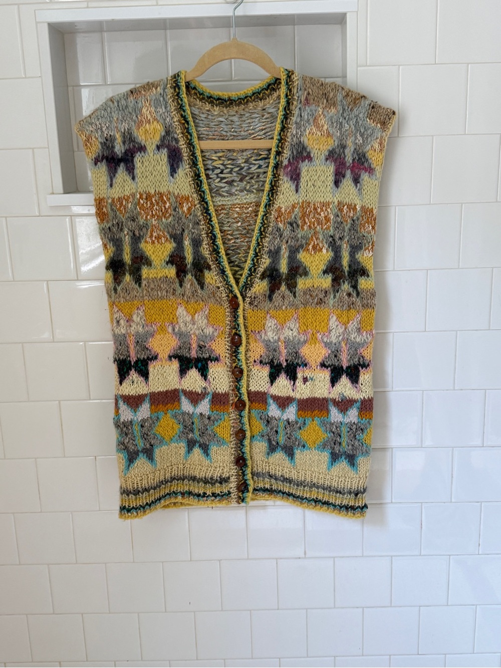 Unique Wool Blend Handmade Button Down Sweater Vest M